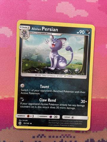 Pokemon Card Alolan Persian Sun & Moon Cosmo Holo 79/149 Near Mint
