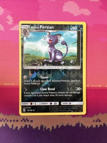 Pokemon Card Alolan Persian Sun & Moon Reverse Holo 79/149 Near Mint