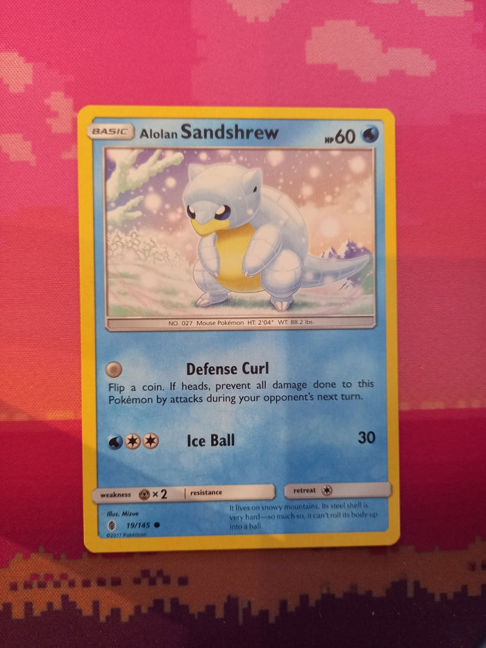 Pokemon Card Alolan Sandshrew Guardians Rising Common 19/145 Near Mint