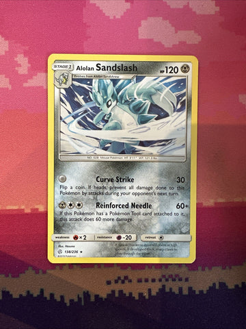 Pokemon Card Alolan Sandslash Cosmic Eclipse Rare 138/236 Near Mint
