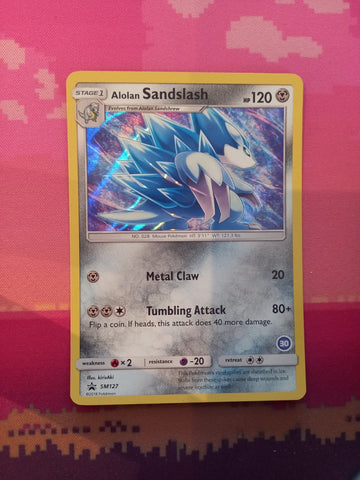 Pokemon Card Alolan Sandslash SM127 Holo STAMPED 30 Near Mint