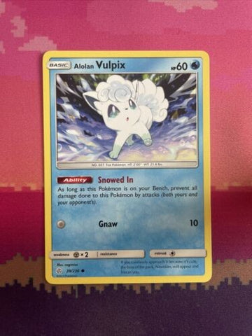 Pokemon Card Alolan Vulpix Cosmic Eclipse Common 39/236 Near Mint