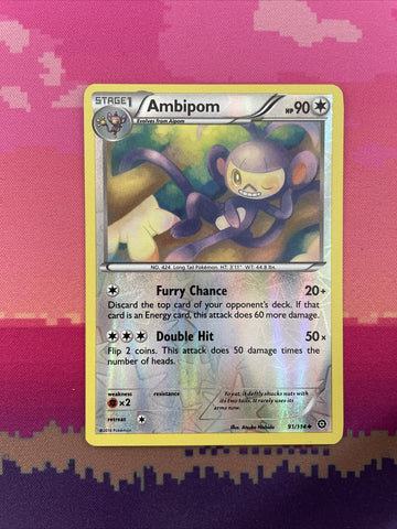Pokemon Card Ambipom Steam Siege Reverse Holo 91/114 Near Mint