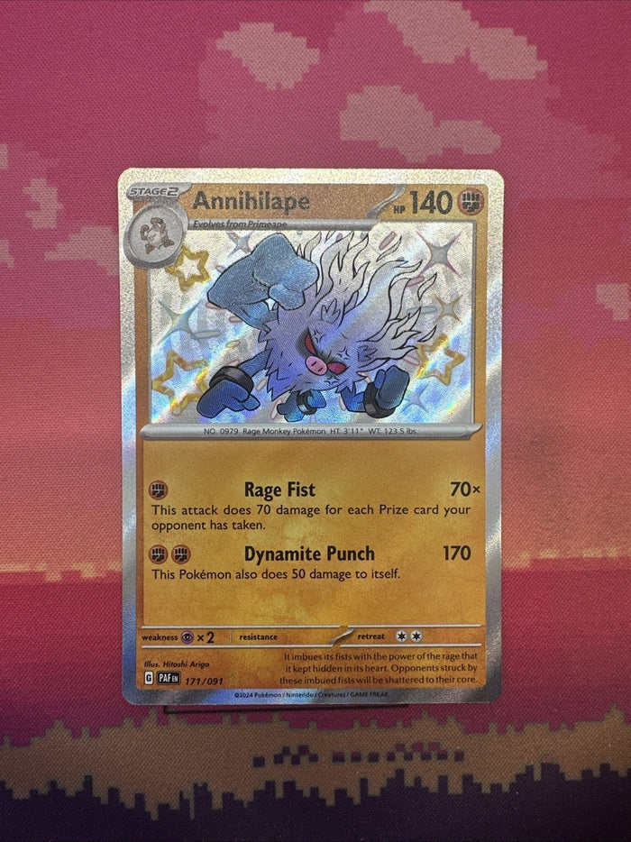 Pokemon Card Annihilape 171/091 Shiny Paldean Fates Near Mint