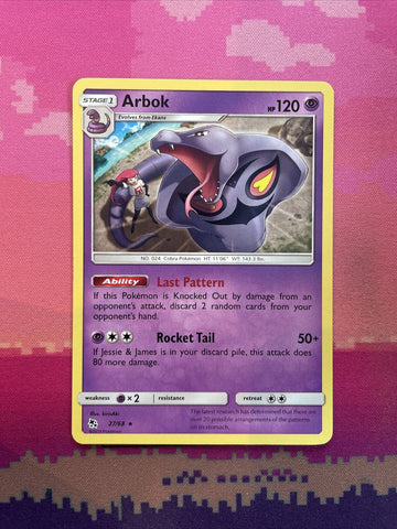 Pokemon Card Arbok Hidden Fates Rare 27/68  Near Mint