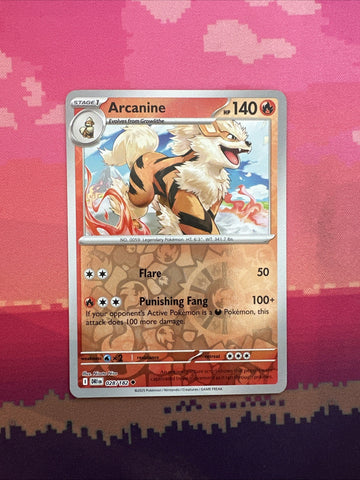 Pokemon Card Arcanine Destined Rivals Reverse Holo Uncommon 028/182 Near Mint