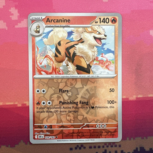 Pokemon Card Arcanine Destined Rivals Reverse Holo Uncommon 028/182 Near Mint