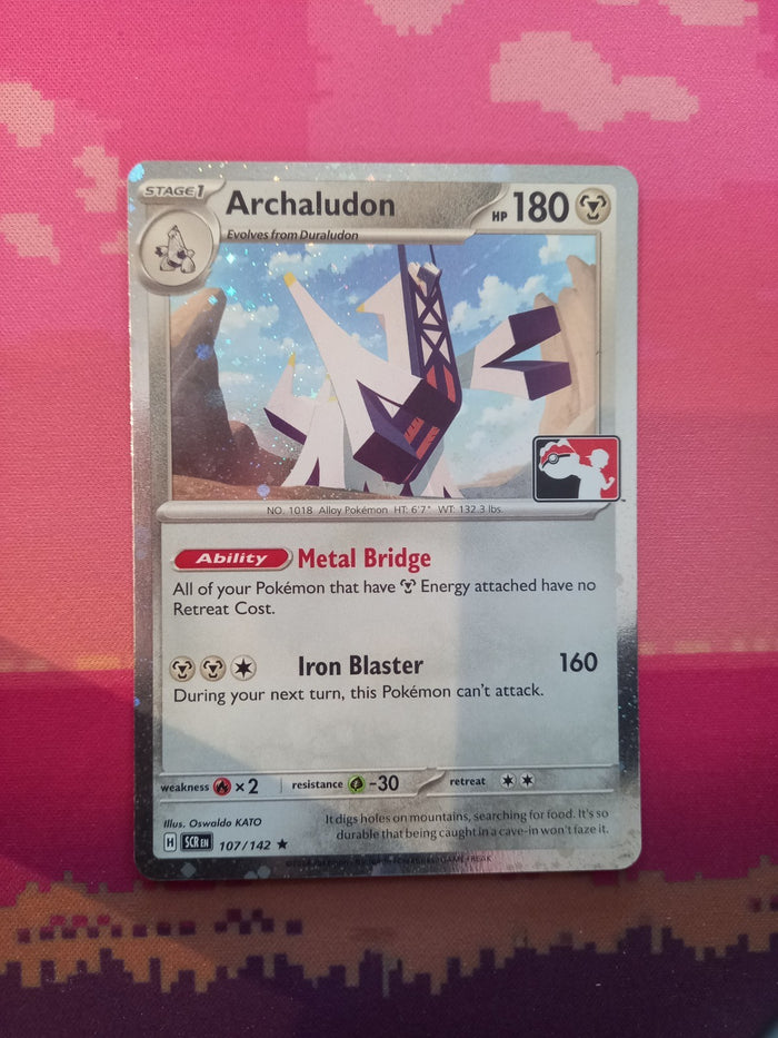 Pokemon Card Archaludon Prize Pack Cosmo Holo Rare 107/142 Near Mint