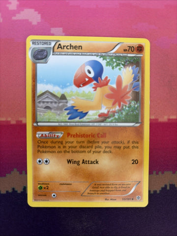 Pokemon Card Archen Plasma Blast Uncommon 53/101 Near Mint