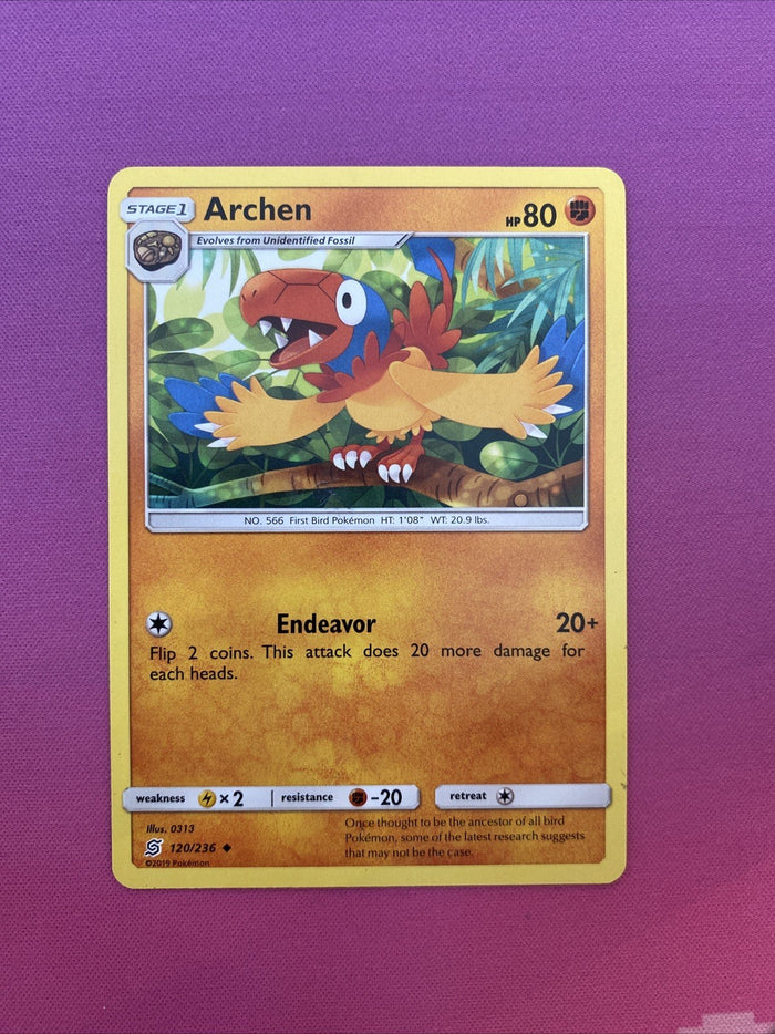 Pokemon Card Archen Unified Minds Uncommon 120/236 Near Mint