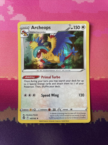 Pokemon Card Archeops Silver Tempest Holo Rare 147/195 NM