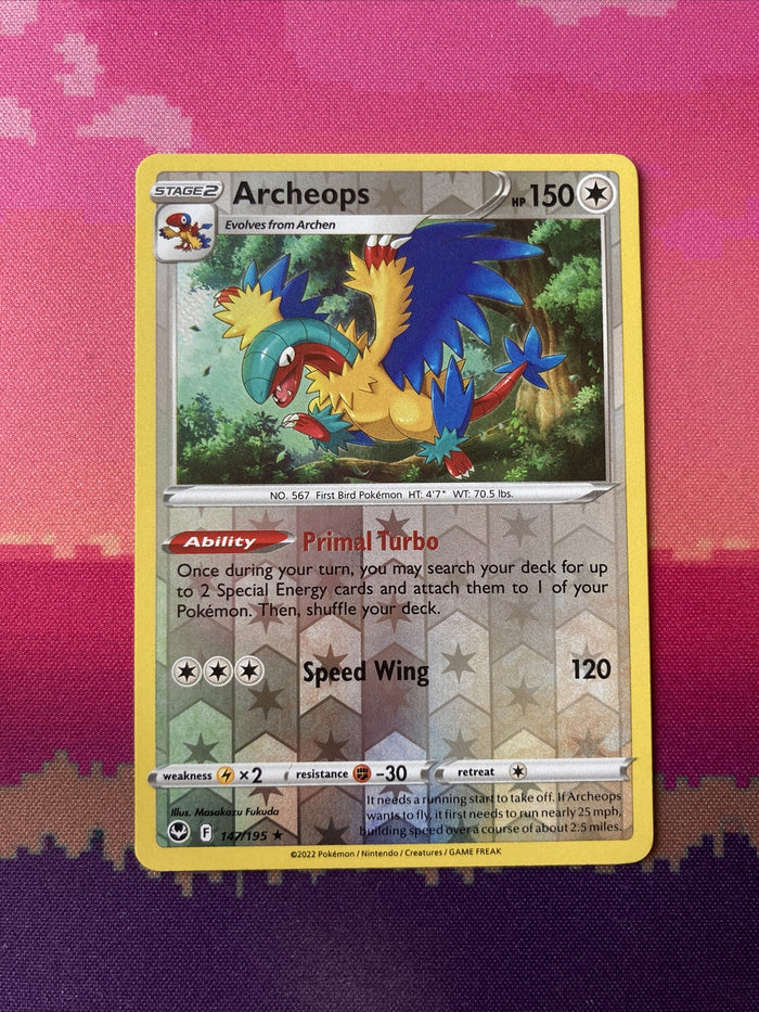 Pokemon Card Archeops Silver Tempest Reverse Holo Rare 147/195 Near Mint