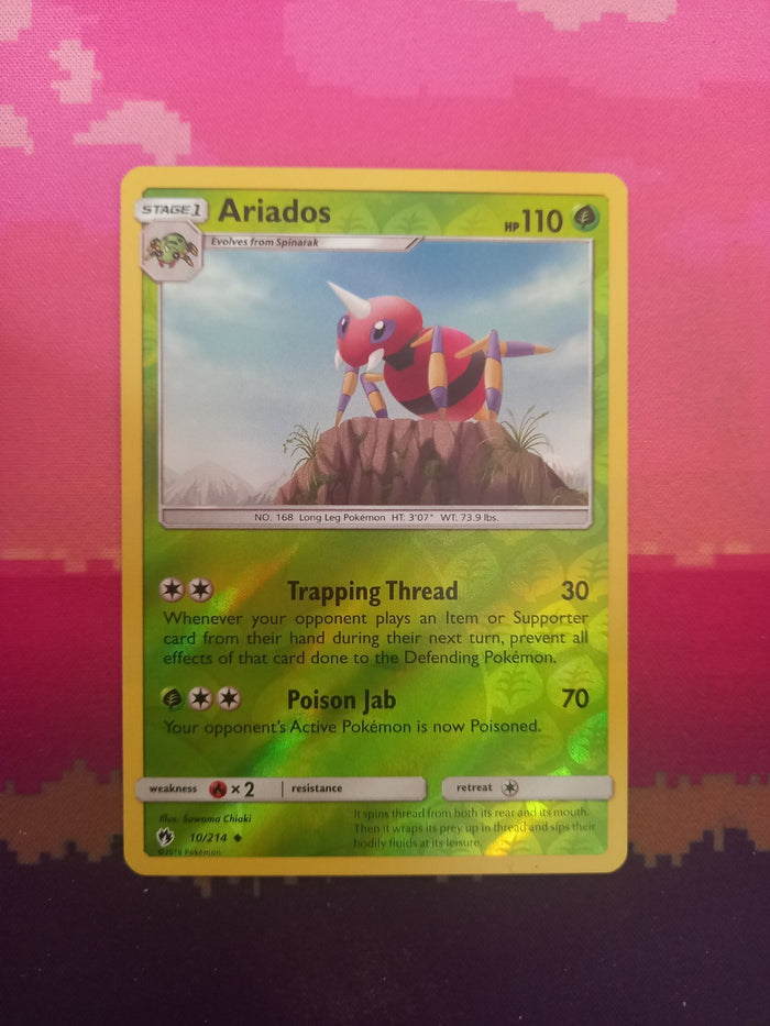 Pokemon Card Ariados 10/214 Reverse Holo Lost Thunder Near Mint