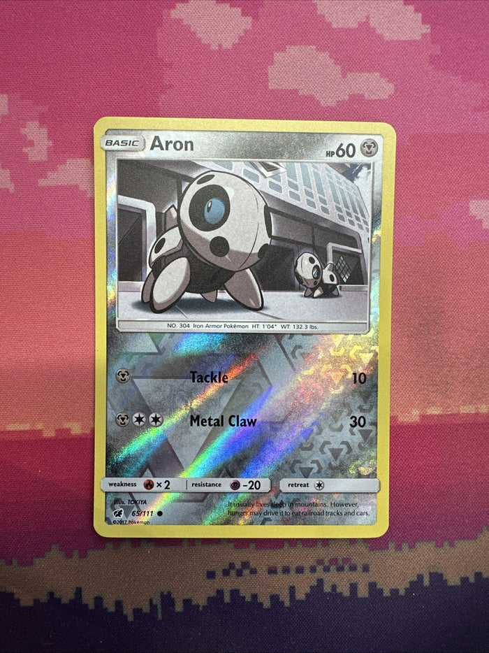Pokemon Card Aron Crimson Invasion Reverse Holo 65/111 Near Mint
