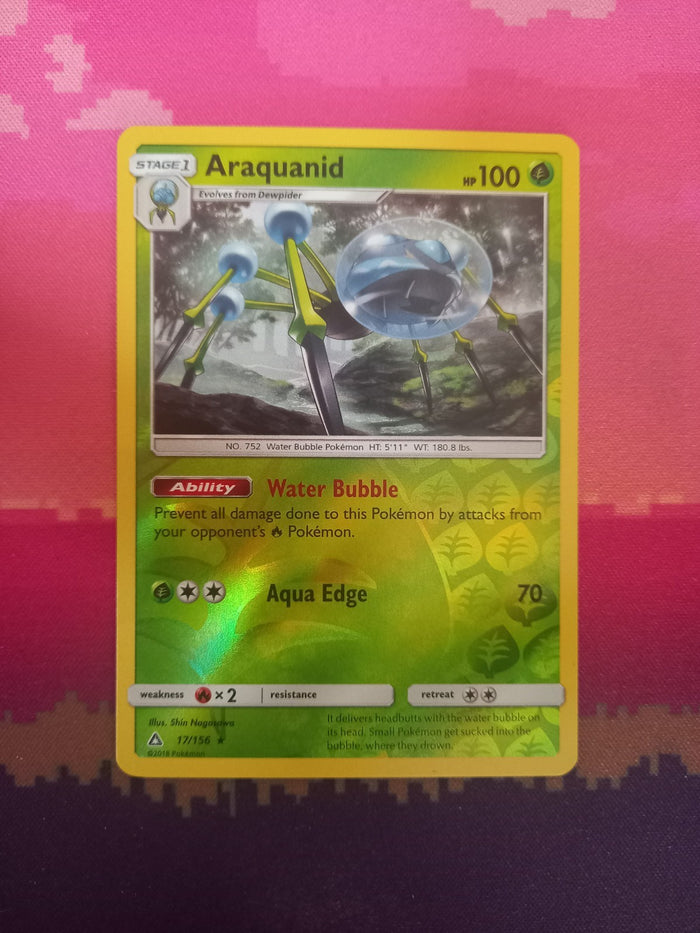 Pokemon card Arquanid 17/156 Reverse Holo Ultra Prism Near Mint