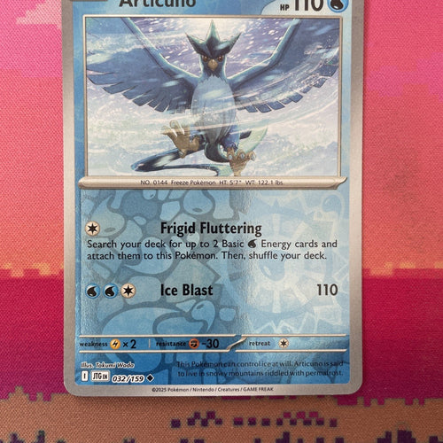 Pokemon Card Articuno Journey Together Reverse Holo Uncommon 032/159 Near Mint