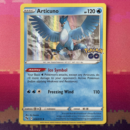 Pokemon Card Articuno Pokemon Go Holo Rare 024/078 Near Mint