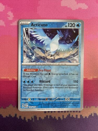 Pokemon Card Articuno Scarlet & Violet Reverse Holo Rare 144/165 Near Mint
