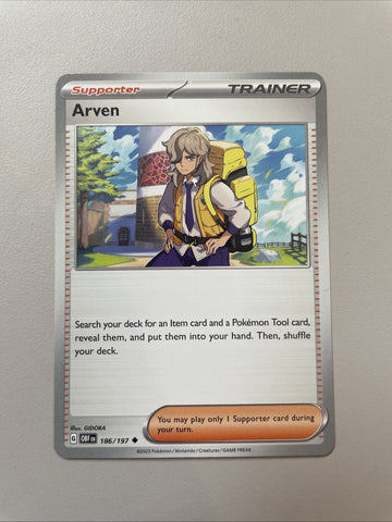 Pokemon Card Arven 186/197 Scarlet & Violet Obsidian Flames Uncommon Trainer
