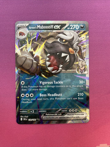 Pokemon Card Arven's Mabosstiff ex 139/182 Double Rare Destined Rivals Near Mint