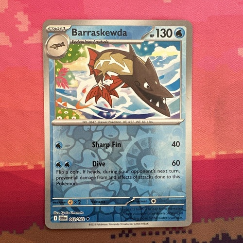Pokemon Card Barraskewda Destined Rivals Reverse Holo Uncommon 063/182 Near Mint