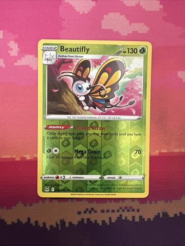 Pokemon Card Beautifly Lost Origin Reverse Holo Rare 008/196 Near Mint