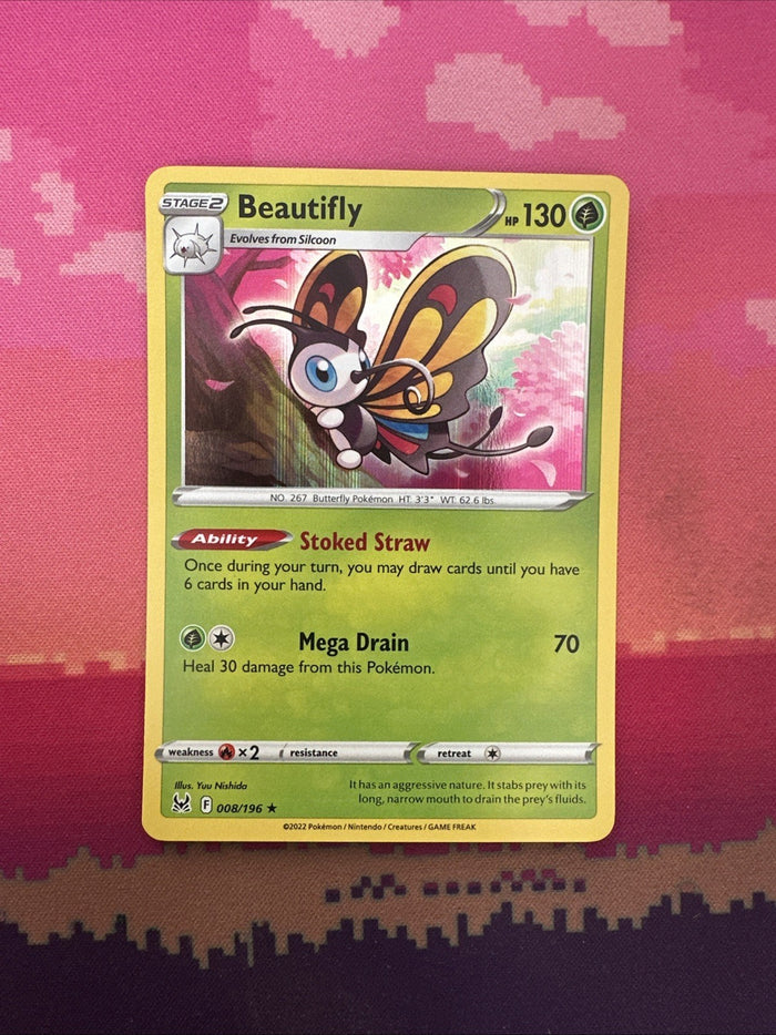 Pokemon Card Beautifly Lost Origin Holo Rare 008/196 Near Mint