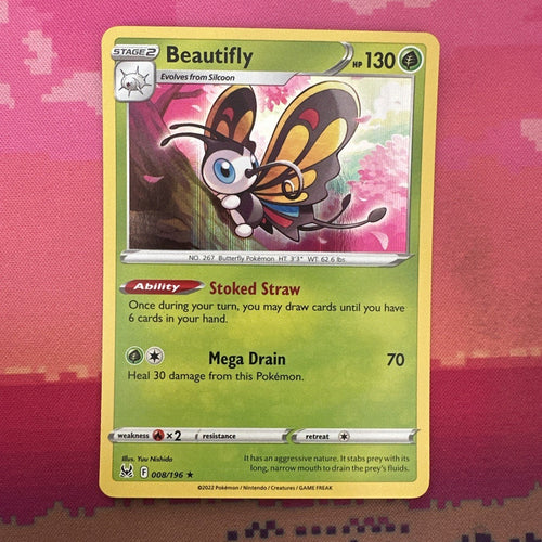 Pokemon Card Beautifly Lost Origin Holo Rare 008/196 Near Mint