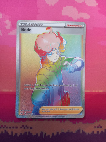 Pokemon Card Bede 207/202 Secret Rare Sword & Shield Near Mint