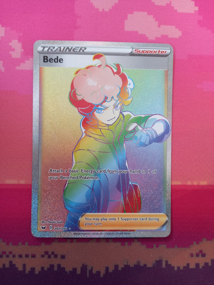 Pokemon Card Bede 207/202 Secret Rare Sword & Shield Near Mint