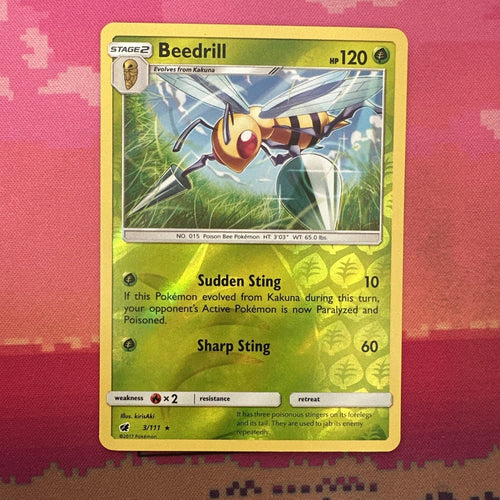 Pokemon Card Beedrill Crimson Invasion Reverse Holo Rare 3/111 Near Mint