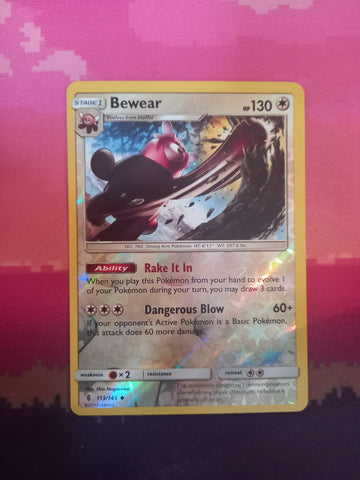Pokemon card Bewear 113/145 Reverse Holo Guardians Rising Near Mint