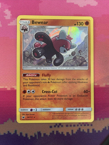 Pokemon Card Bewear Crimson Invasion Holo Rare 56/111 Near Mint