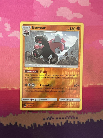 Pokemon Card Bewear Crimson Invasion Reverse Holo Rare 56/111 Near Mint
