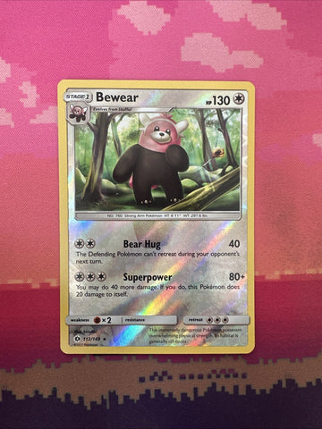 Pokemon Card Bewear Sun & Moon Reverse Holo Rare 112/149 Near Mint