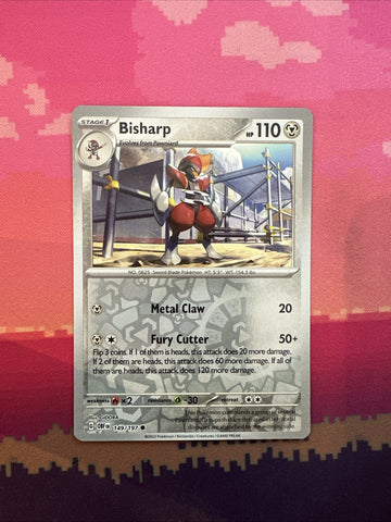 Pokemon Card Bisharp Obsidian Flames Reverse Holo Common 149/197 Near Mint