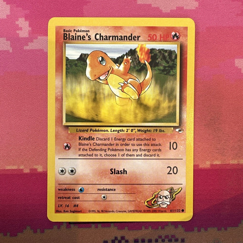 Pokemon Card Blaine's Charmander Gym Heroes Common 61/132 Near Mint