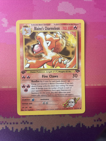 Pokemon Card Blaine's Charmeleon 1st Edition Uncommon Gym Challenge 31/132 NM