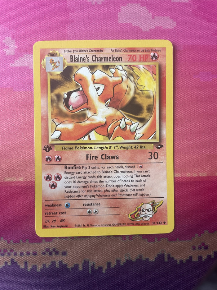 Pokemon Card Blaine's Charmeleon 1st Edition Uncommon Gym Challenge 31/132 NM