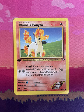 Pokemon Card Blaine's Ponyta Gym Challenge 1st Edition 64/132 Near Mint