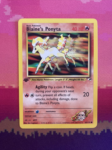 Pokemon Card Blaine's Ponyta Gym Heroes 1st Edition Common 63/132 Near Mint
