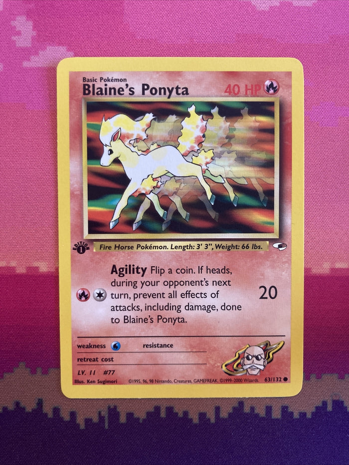Pokemon Card Blaine's Ponyta Gym Heroes 1st Edition Common 63/132 Near Mint