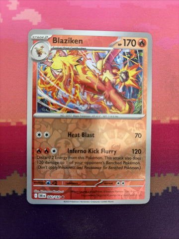Pokemon Card Blaziken Destined Rivals Reverse Holo Rare 042/182 Near Mint