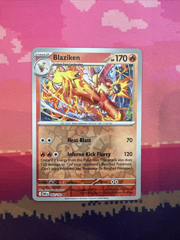 Pokemon Card Blaziken Destined Rivals Reverse Holo Rare 042/182 Near Mint