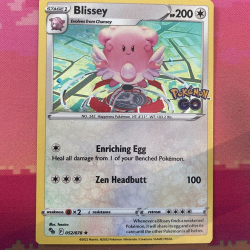 Pokemon Card Blissey Pokemon Go Cosmo Holo 052/078 Near Mint