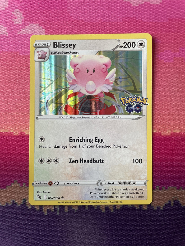 Pokemon Card Blissey Pokemon Go Holo Rare 052/078 Near Mint