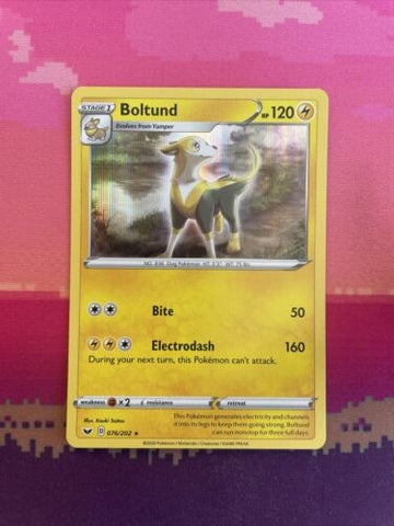 Pokemon Card Boltund Sword & Shield Holo Rare 076/202 Near Mint