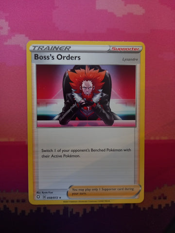 Pokemon Card Boss's Orders Rare Shining Fates 058/072 Near Mint