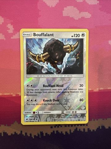Pokemon Card Bouffalant Burning Shadows Reverse Holo Uncommon 108/147 Near Mint