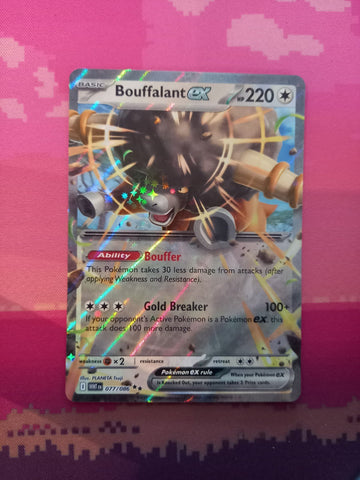 Pokemon Card Bouffalant ex 077/086 Double Rare White Flare Near Mint